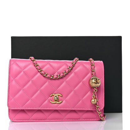 Chanel Lambskin Quilted CC Pearl Crush Wallet on Chain WOC Pink 11 of 11
