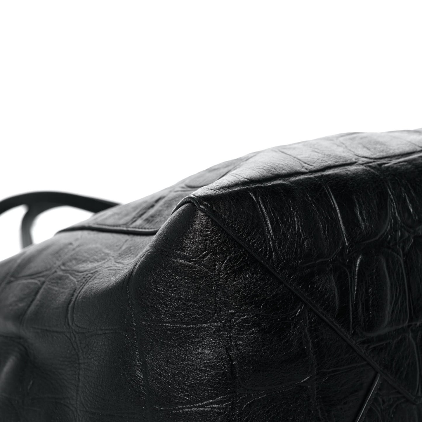Crocodile Embossed Calfskin Medium Belt Cabas Phantom Black