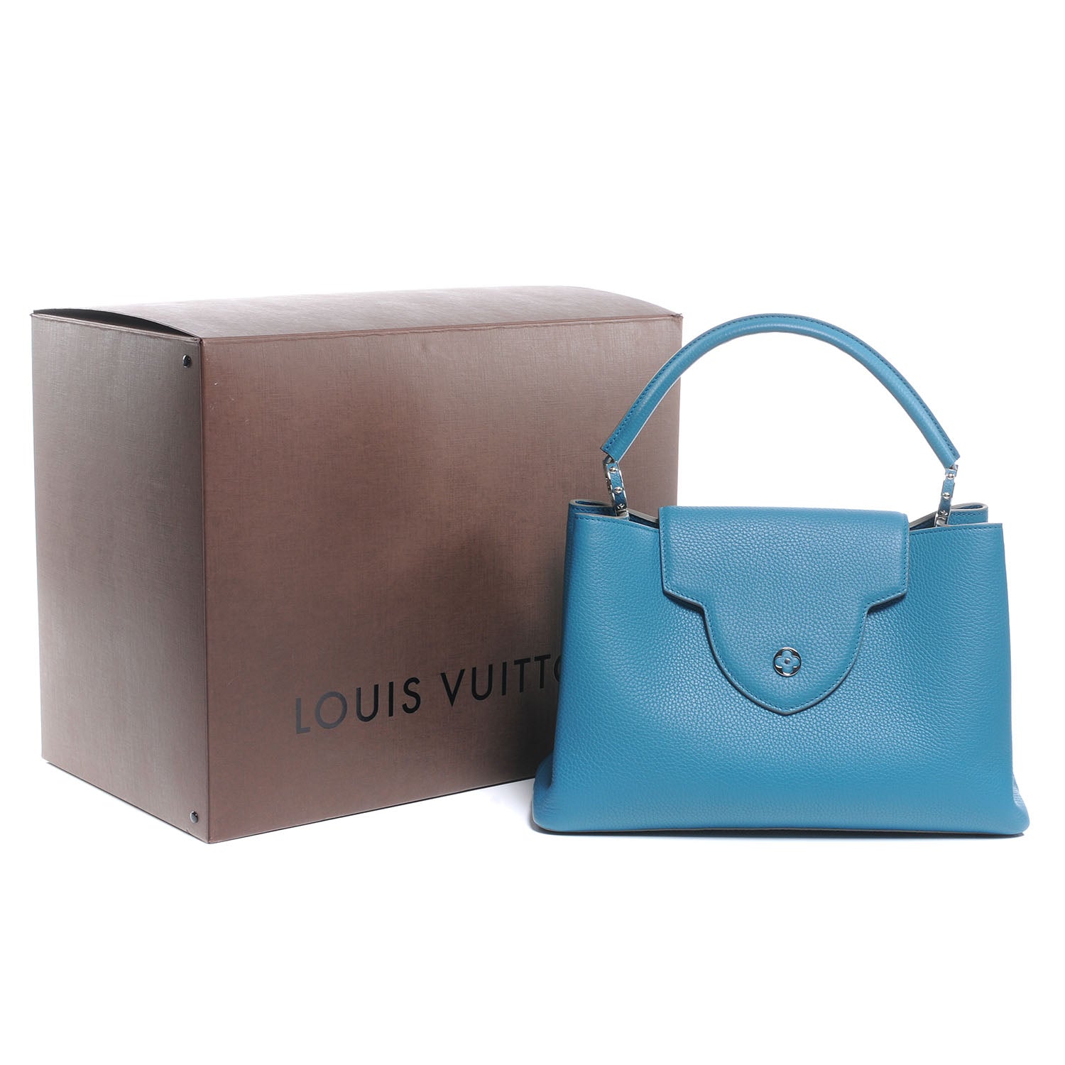 Louis Vuitton Taurillon Capucines MM Bleu Canard 11 of 11