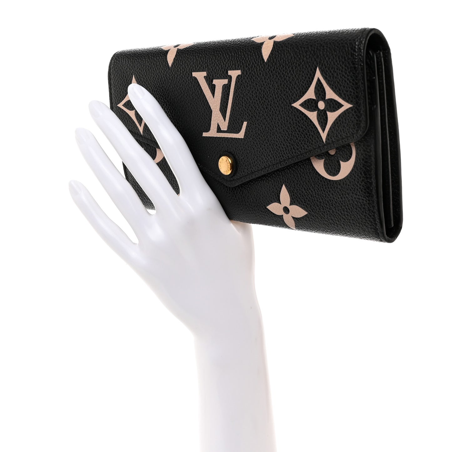 LOUIS VUITTON Monogram Empreinte Giant Sarah Wallet Black Beige