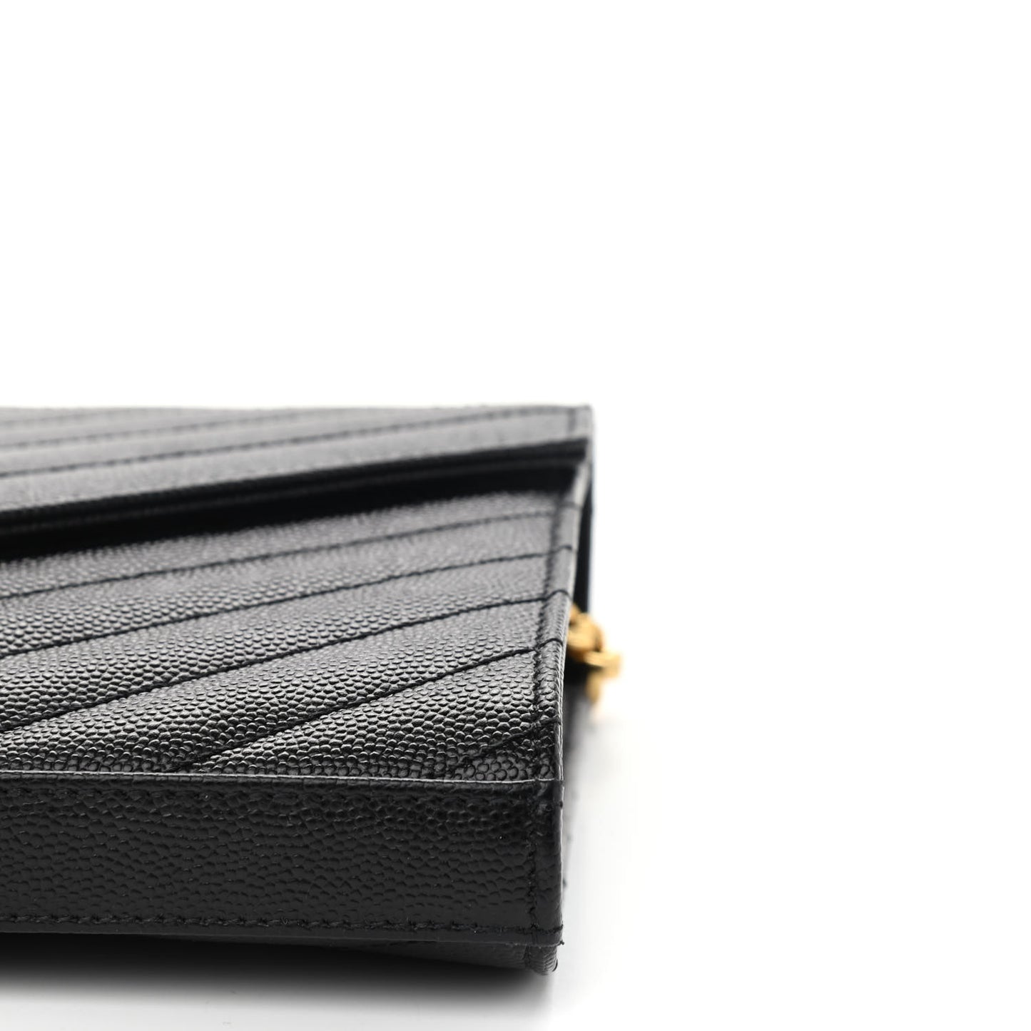 Grain De Poudre Matelasse Chevron Monogram Chain Wallet Black