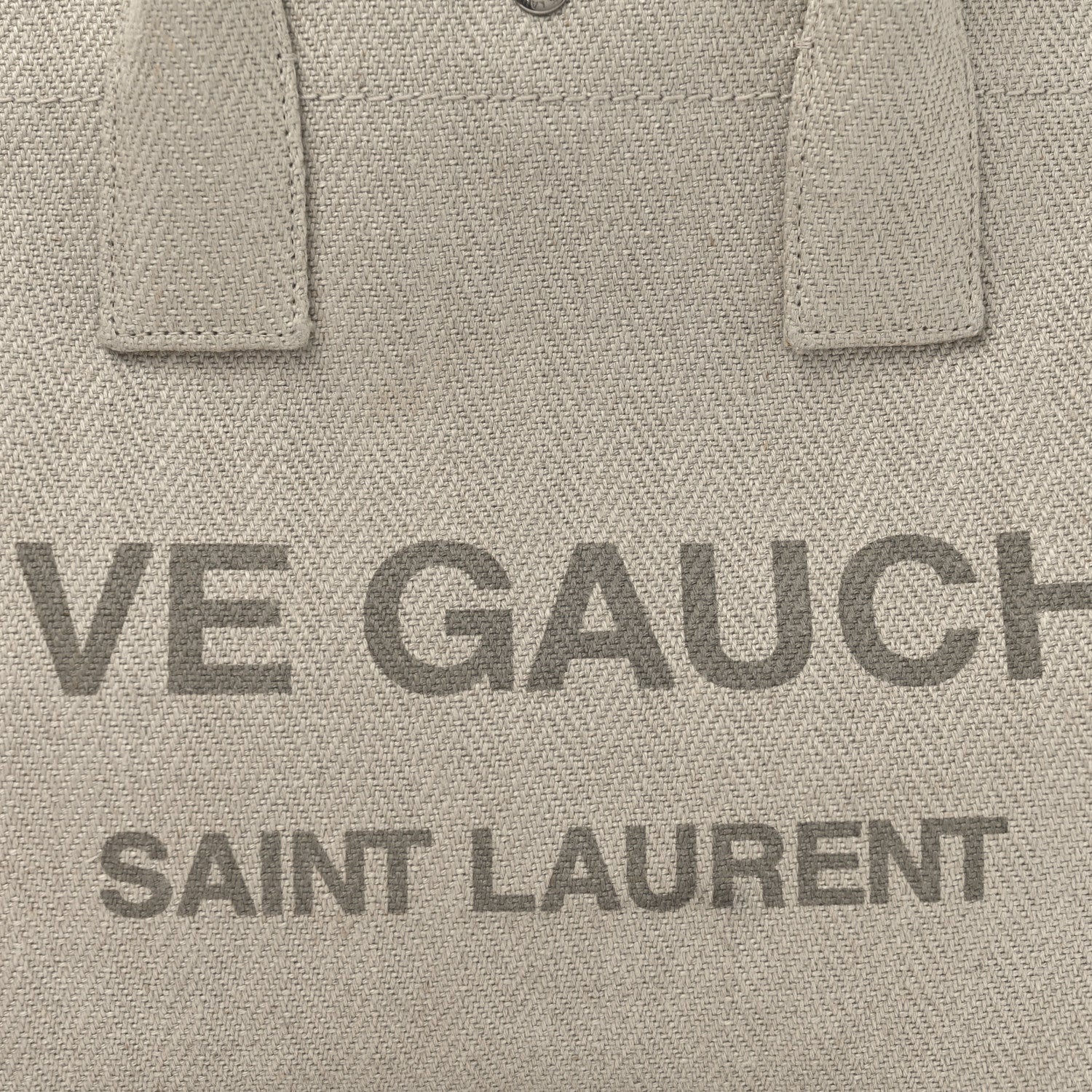 Saint Laurent Cotton Linen Rive Gauche Tote Light Shell 7 of 12