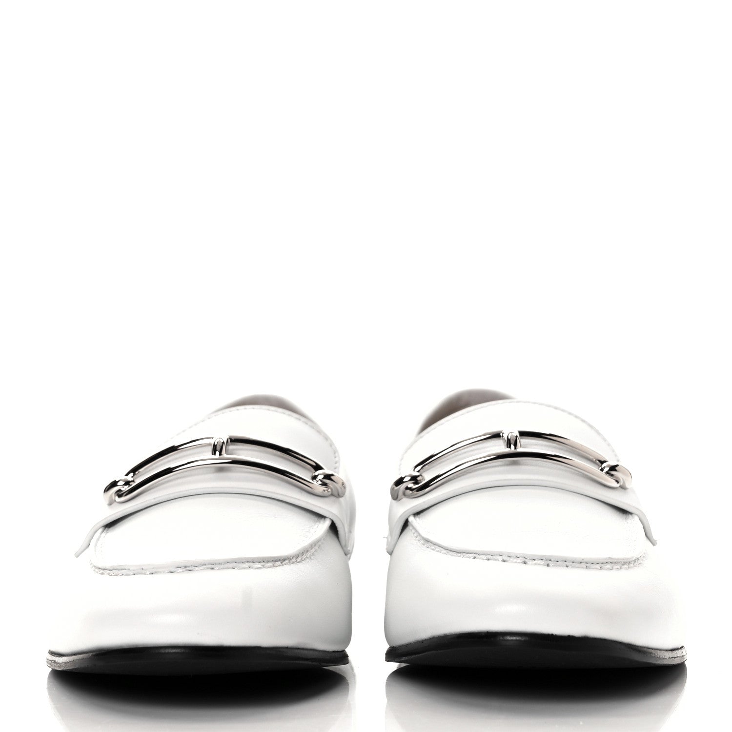 Hermes Calfskin Womens Colette Loafers 38 White 2 of 9