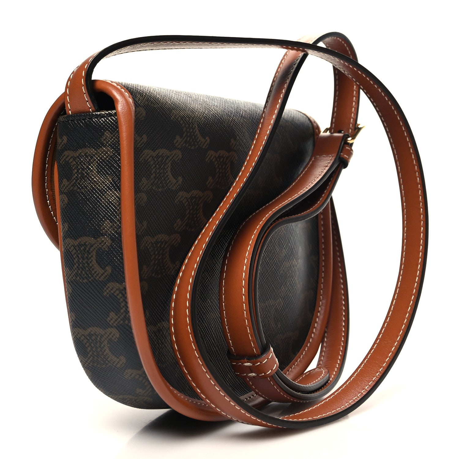Celine Canvas Calfskin Triomphe Mini Besace Tan 3 of 10