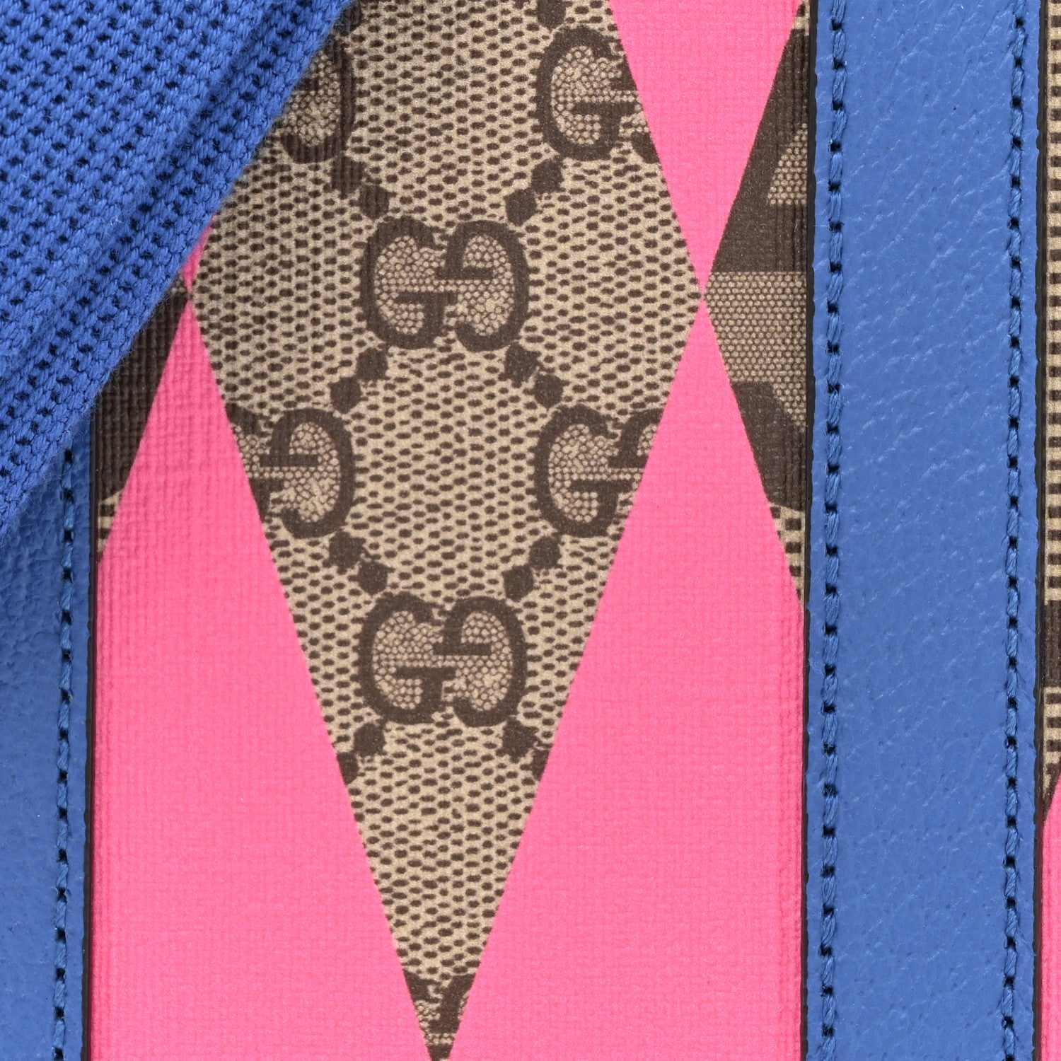 Gucci GG Supreme Monogram Textured Dollar Calfskin Rhombus Mini Tote Bag Beige Ebony Pink Blue 8 of 10