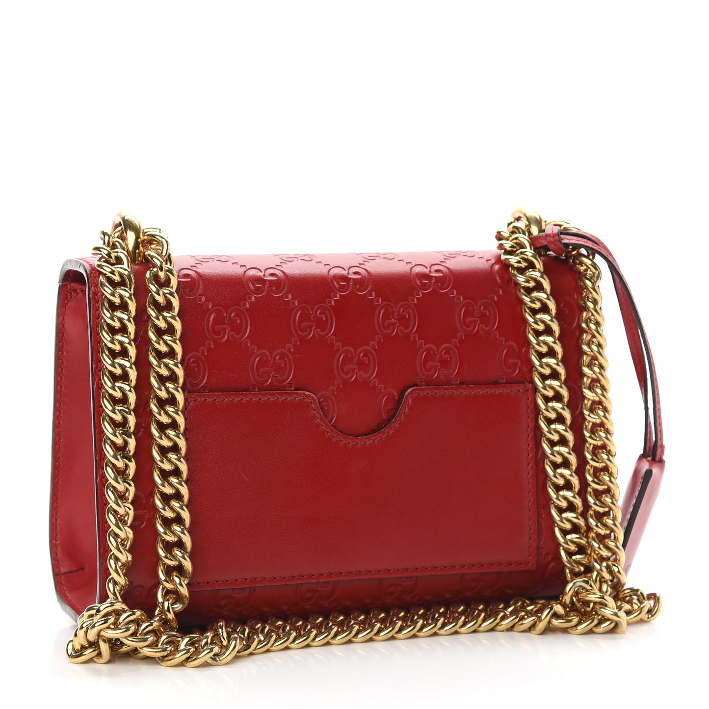 Guccissima Small Padlock Shoulder Bag Hibiscus Red
