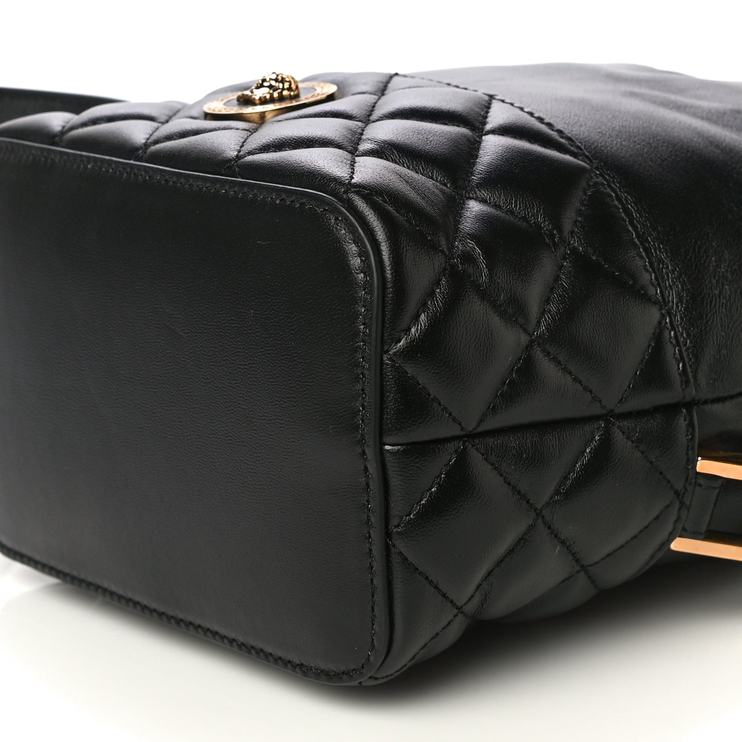 Nappa Quilted Medusa Bucket Bag Black