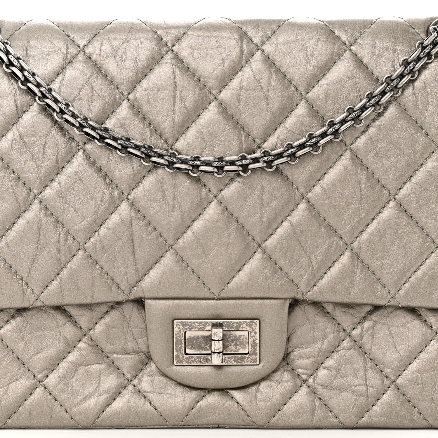 Chanel Metallic Aged Calfskin Quilted 2.55 Reissue 227 Flap Light Gold 8 of 11