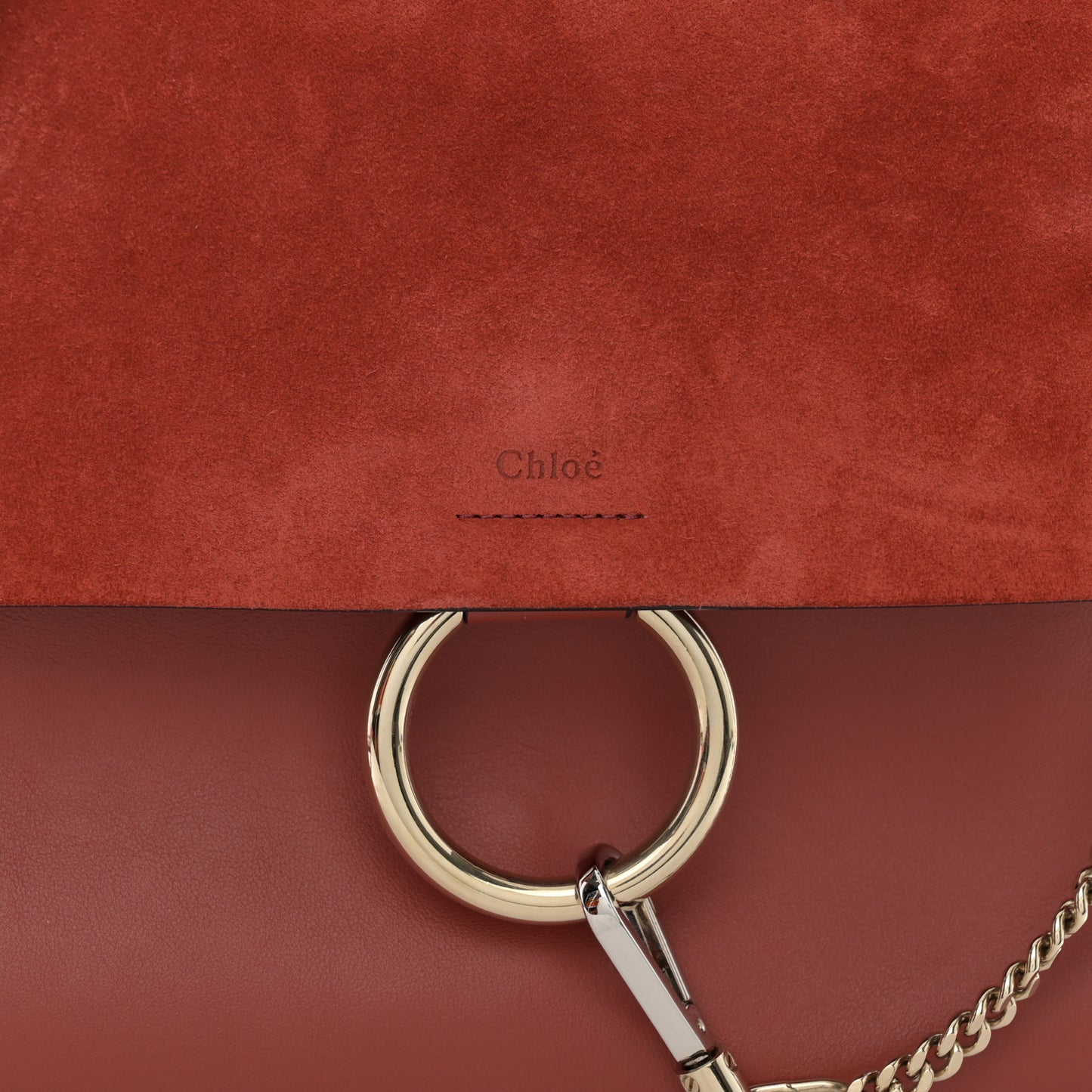 Calfskin Suede Medium Faye Shoulder Bag Sepia Red