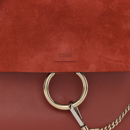 Chloe Calfskin Suede Medium Faye Shoulder Bag Sepia Red 9 of 11