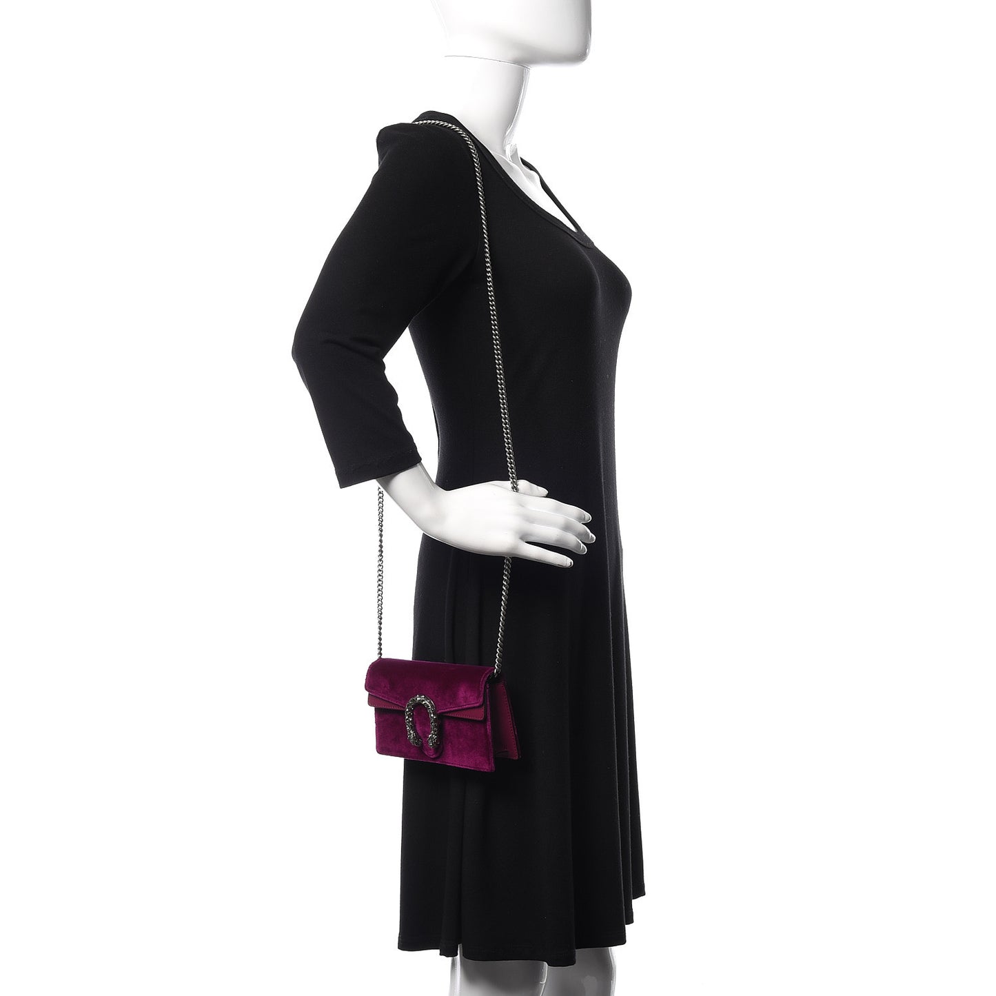 Velvet Super Mini Dionysus Shoulder Bag Fuchsia Violet Cyclamen