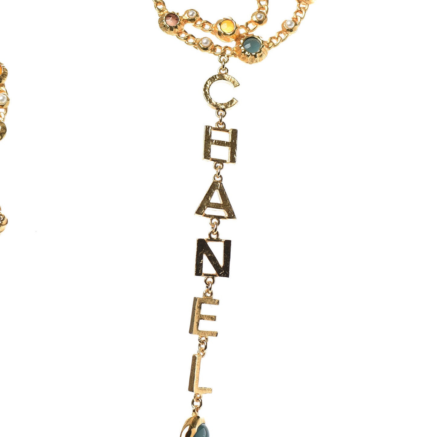 Pearl Gripoix Crystal No 5 Medallion Necklace Gold