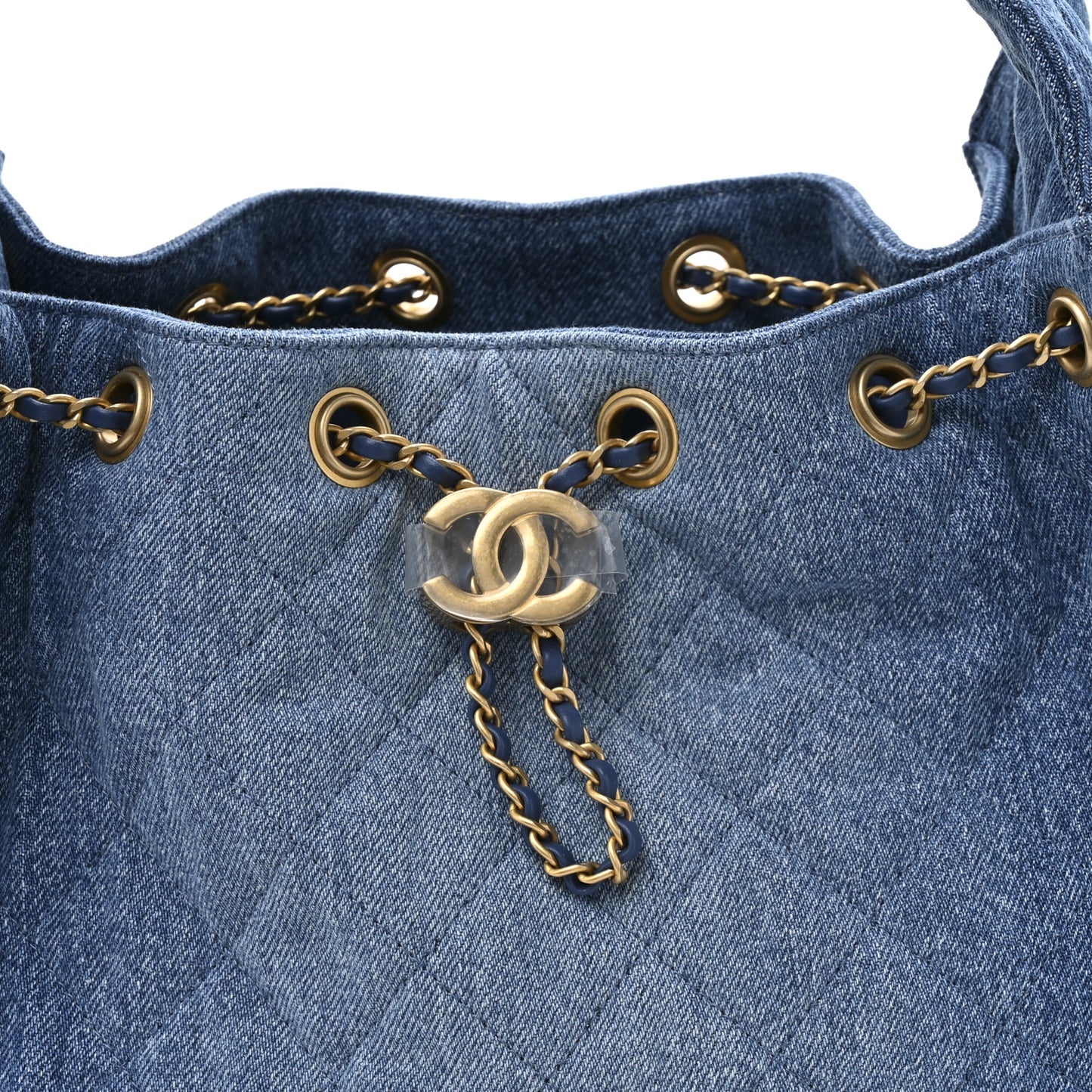 Washed Denim Quilted Small Chanel 25 Handbag Blue
