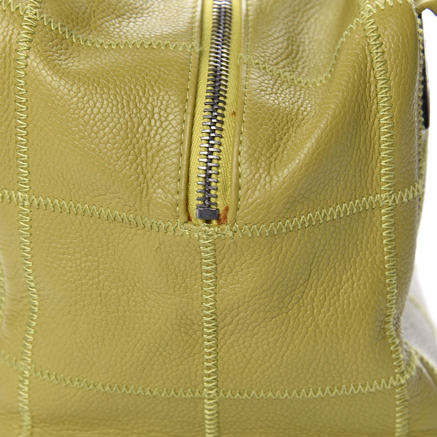 Caviar Square Stitched Tote Chartreuse