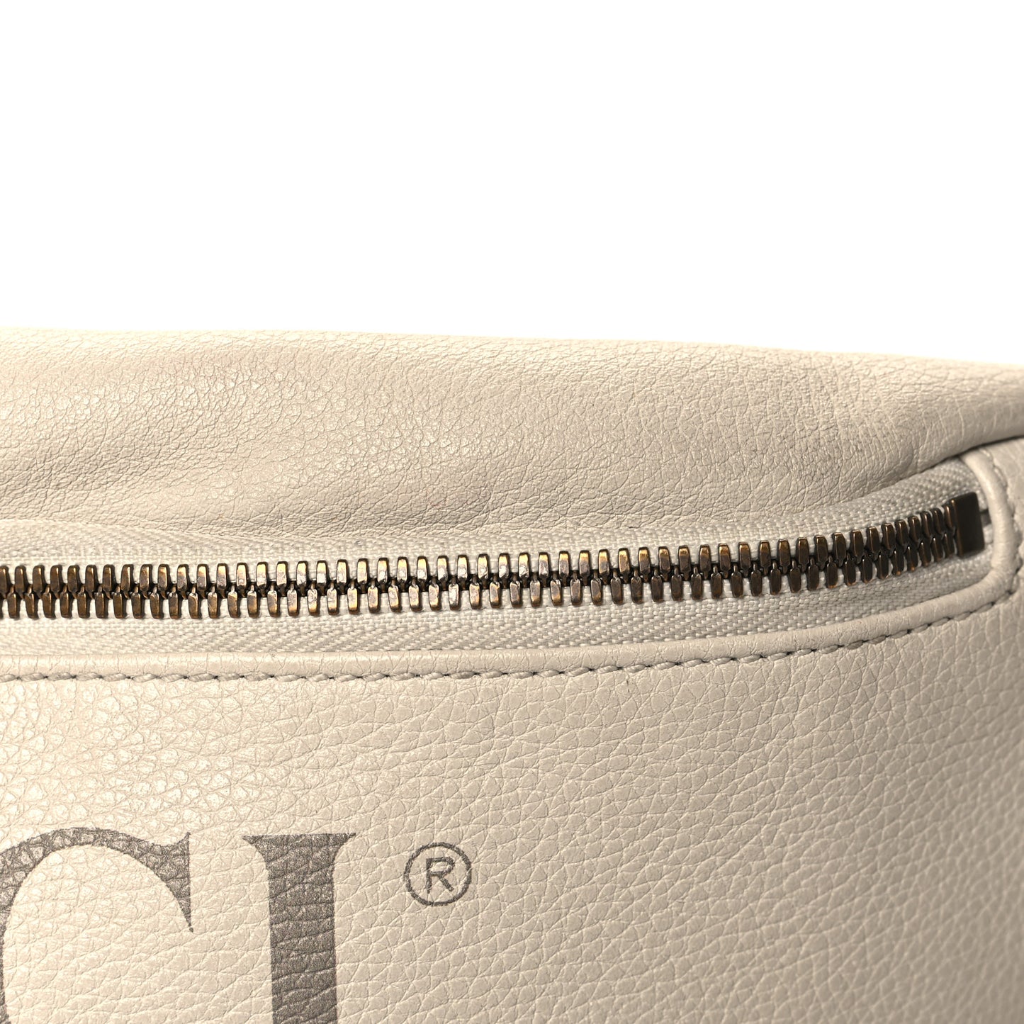 Grained Calfskin Logo Belt Bag White
