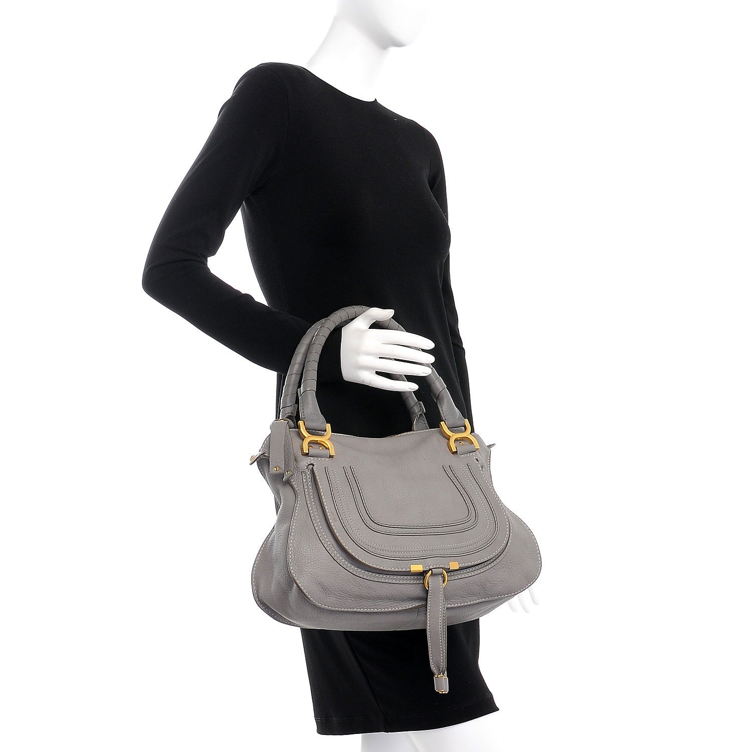 Chloe Calfskin Medium Marcie Satchel Cashmere Grey 3 of 14