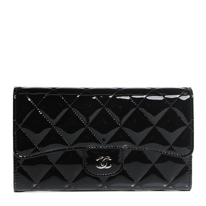 Chanel Patent Calfskin Quilted Large Flap Wallet Black 1 of 7