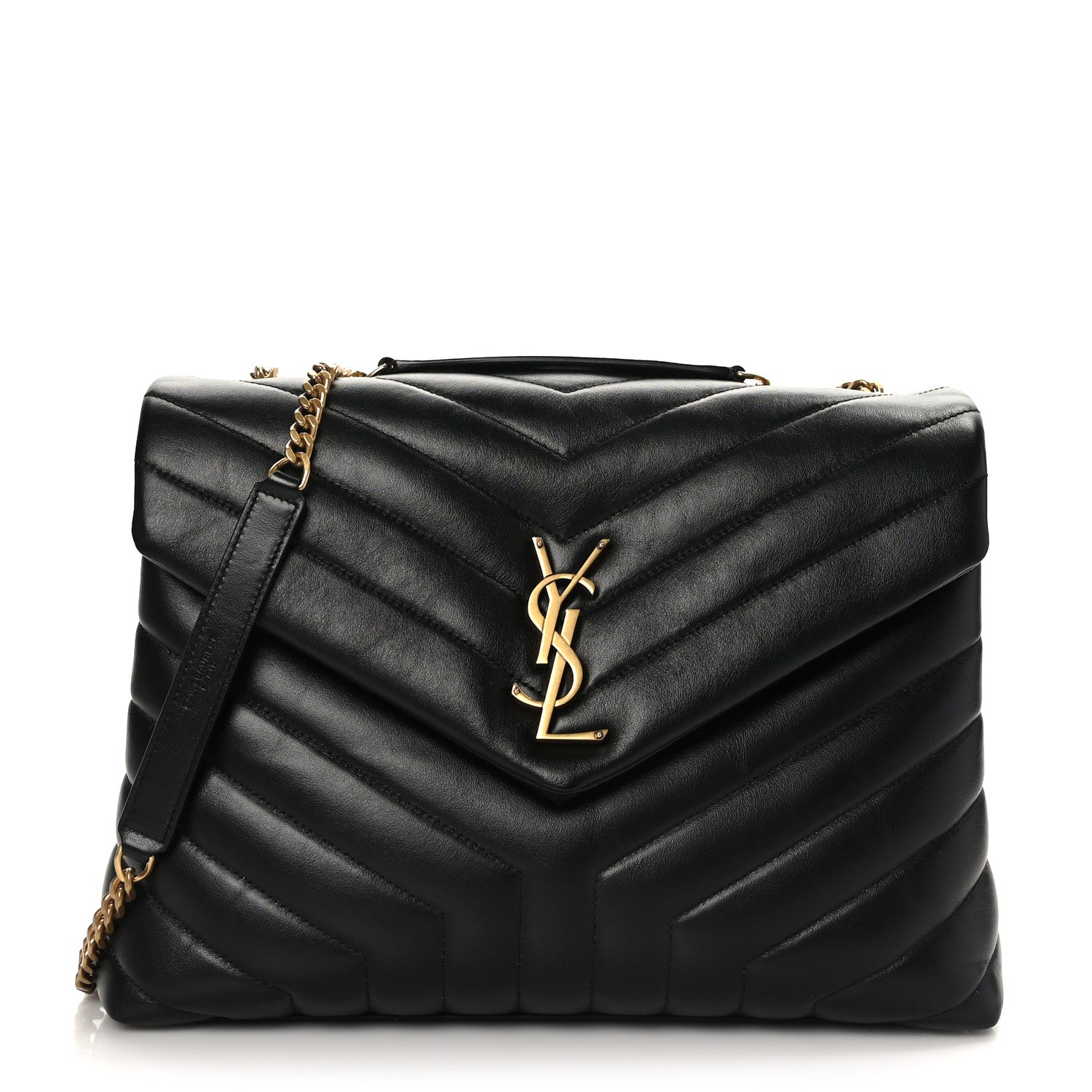 Saint Laurent Calfskin Y Quilted Monogram Medium Loulou Chain Satchel Black 1 of 9