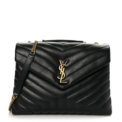 Saint Laurent Calfskin Y Quilted Monogram Medium Loulou Chain Satchel Black 1 of 9