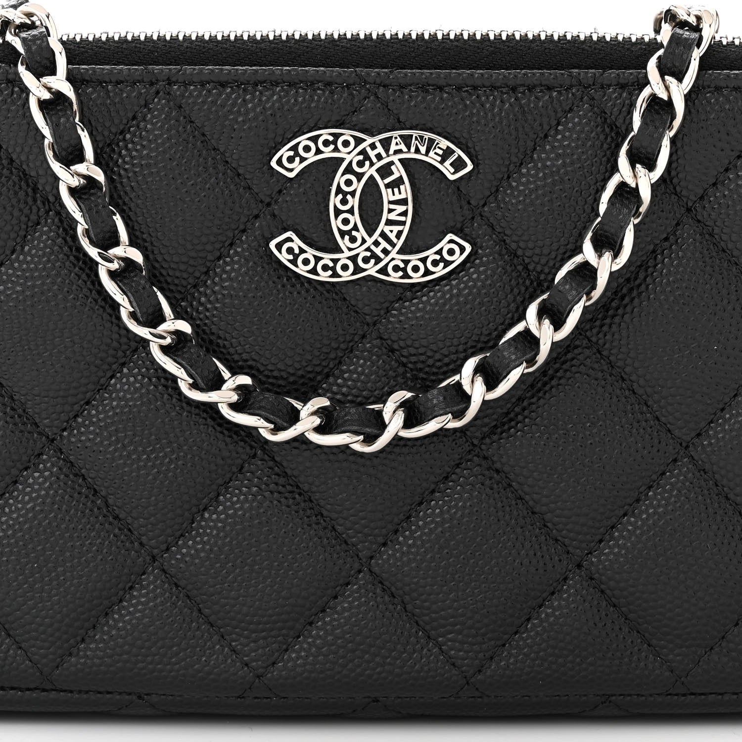 Chanel Caviar Quilted Logo Small Clutch With Chain Black 9 of 13