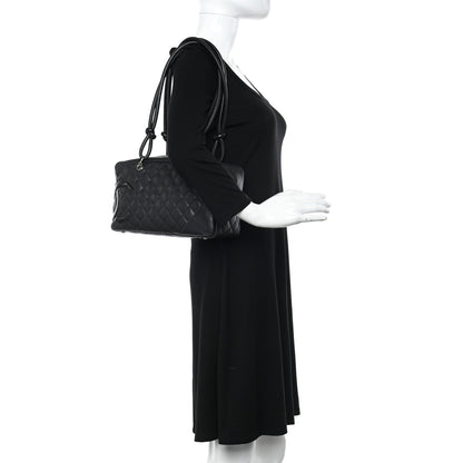 Chanel Calfskin Quilted Large Cambon Bowler Black 2 of 13