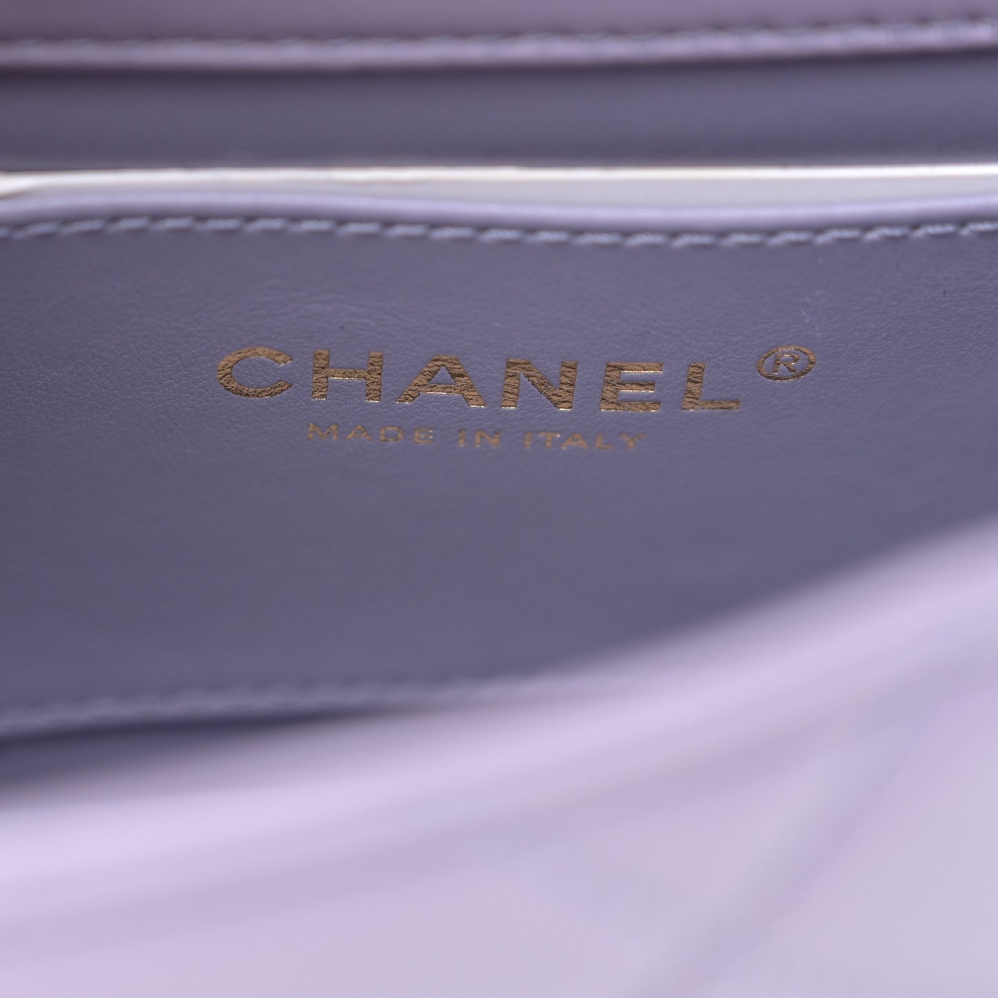 Shiny Lambskin Quilted Mini Pearl Logo Flap Light Purple
