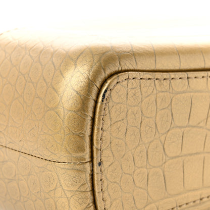 Chanel Metallic Calfskin Crocodile Embossed Medium Gabrielle Cocodile Hobo Gold 11 of 12