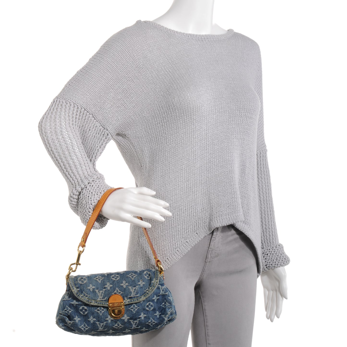 Monogram Denim Mini Pleaty Blue