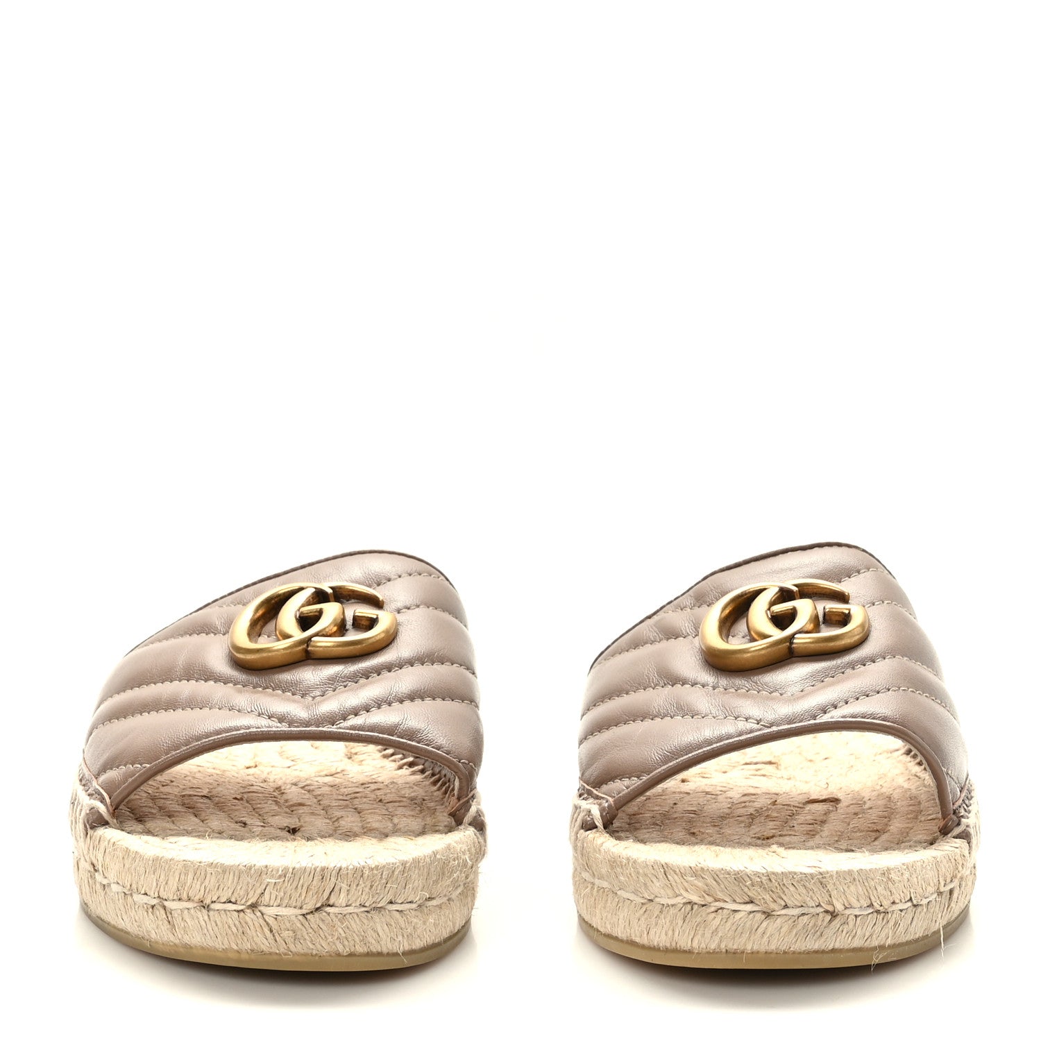 Gucci Nappa Matelasse GG Marmont Espadrille Slide Sandals 37.5 Porcelain Rose 2 of 8
