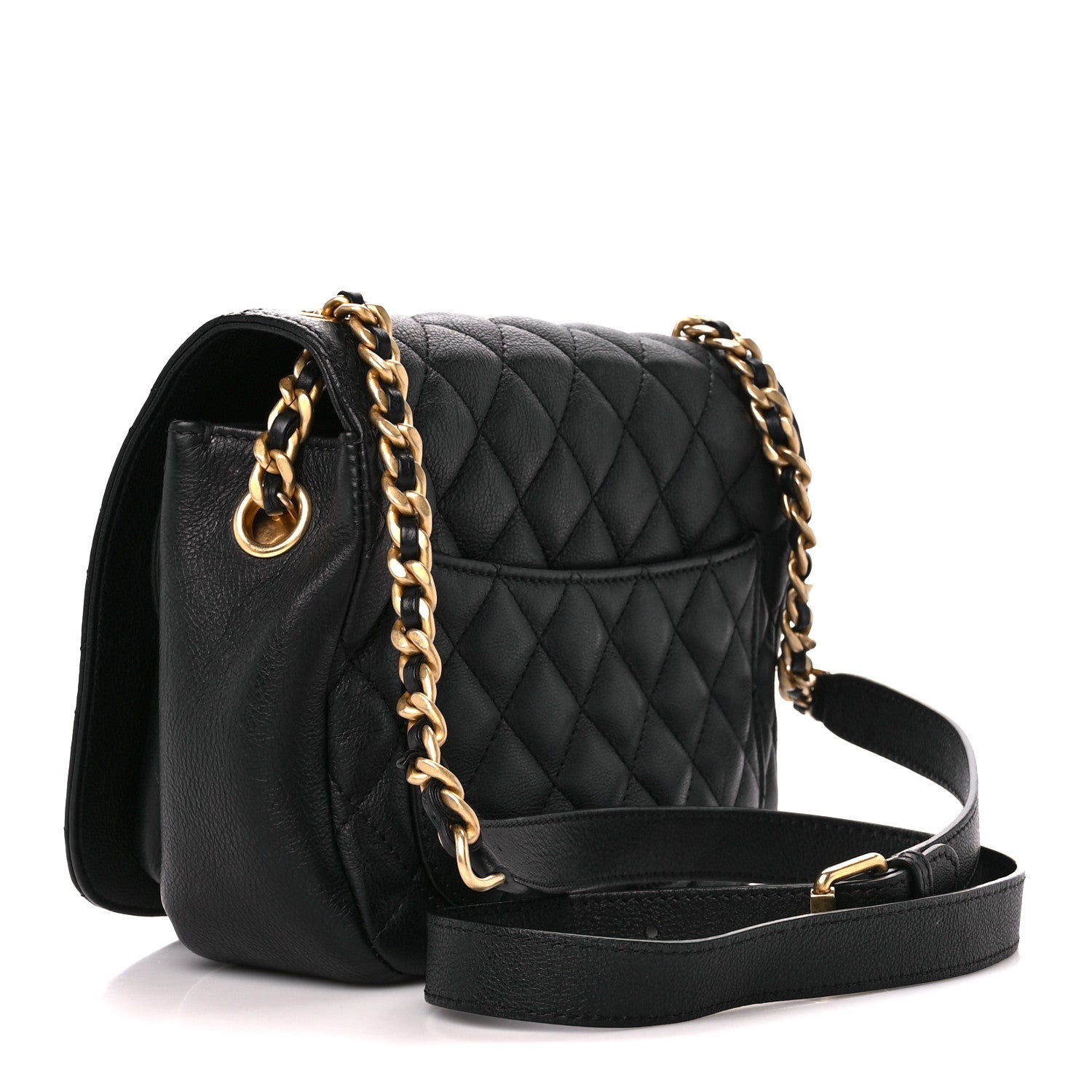 Chanel Grained Calfskin Quilted Messenger Flap Black 3 of 11