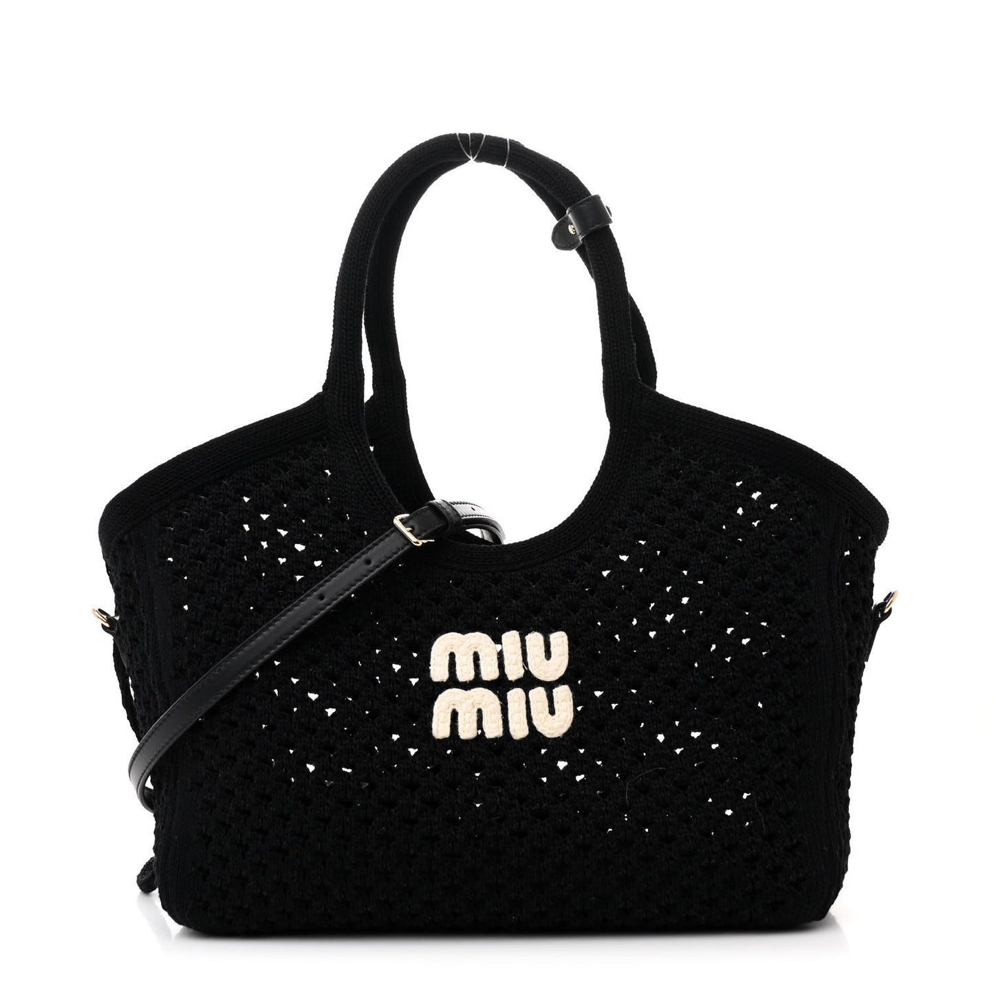 Cotton Mesh Ivy Tote Black White