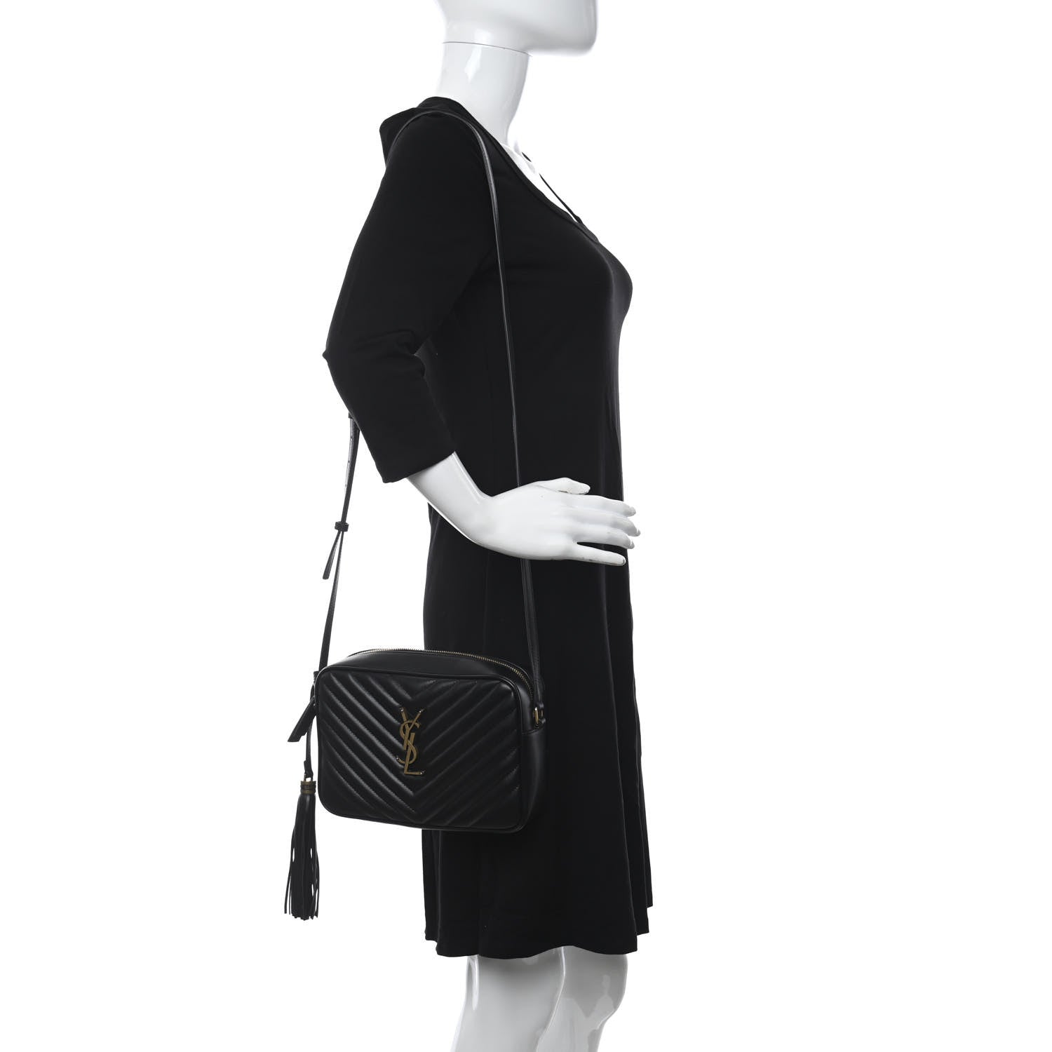 Saint Laurent Calfskin Matelasse Monogram Lou Camera Bag Black 2 of 8