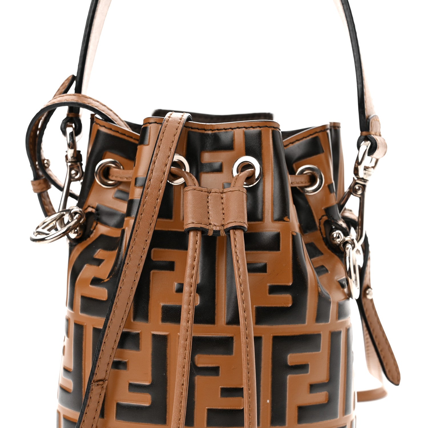 Fendi Vitello Liberty F is Fendi FF Embossed Mini Mon Tresor Bucket Bag Tobacco Black 10 of 14