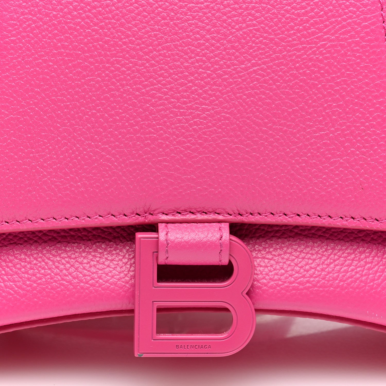 Balenciaga Grained Calfskin Tonal B Small Hourglass Top Handle Bag Acid Fuchsia 8 of 10