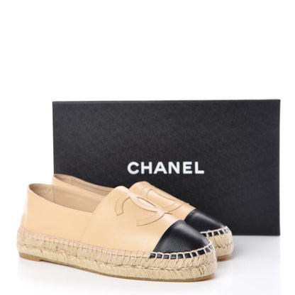Chanel Lambskin CC Espadrilles 38 Beige Black 10 of 10