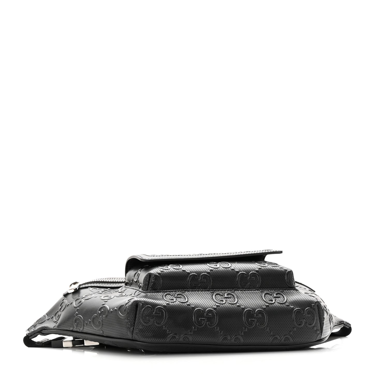 Calfskin GG Tennis Embossed Pocket Belt Bag Black