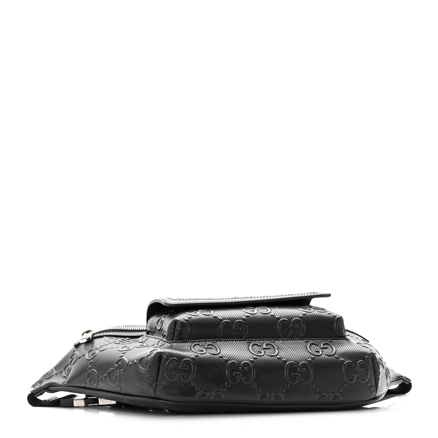 Gucci Calfskin GG Tennis Embossed Pocket Belt Bag Black 4 of 11