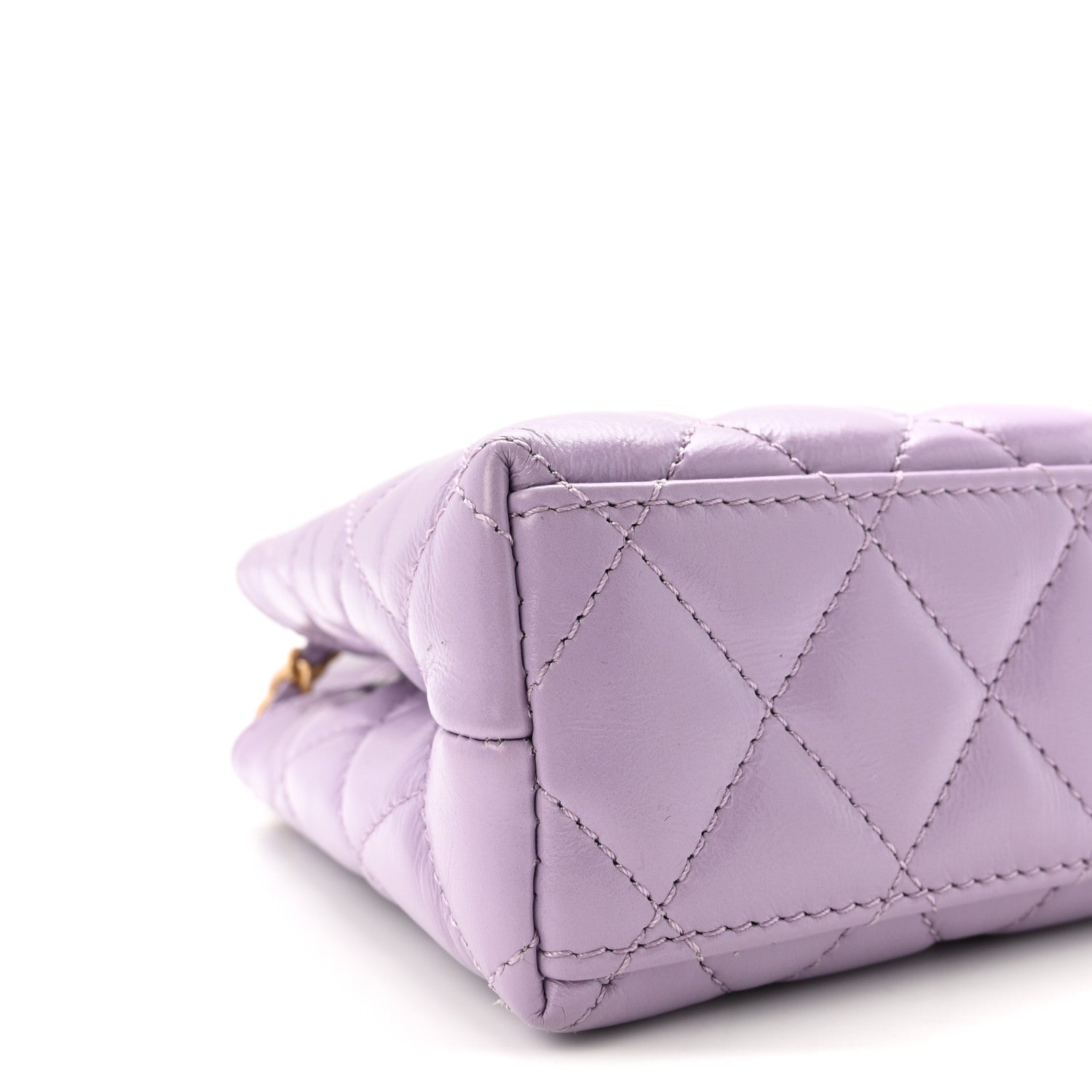Chanel Shiny Aged Calfskin Quilted Nano Kelly Shopper Lilac