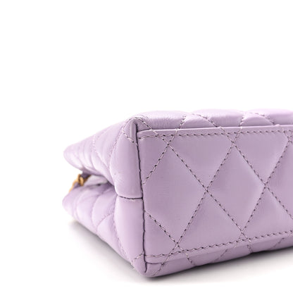 Chanel Shiny Aged Calfskin Quilted Nano Kelly Shopper Lilac 9 of 10