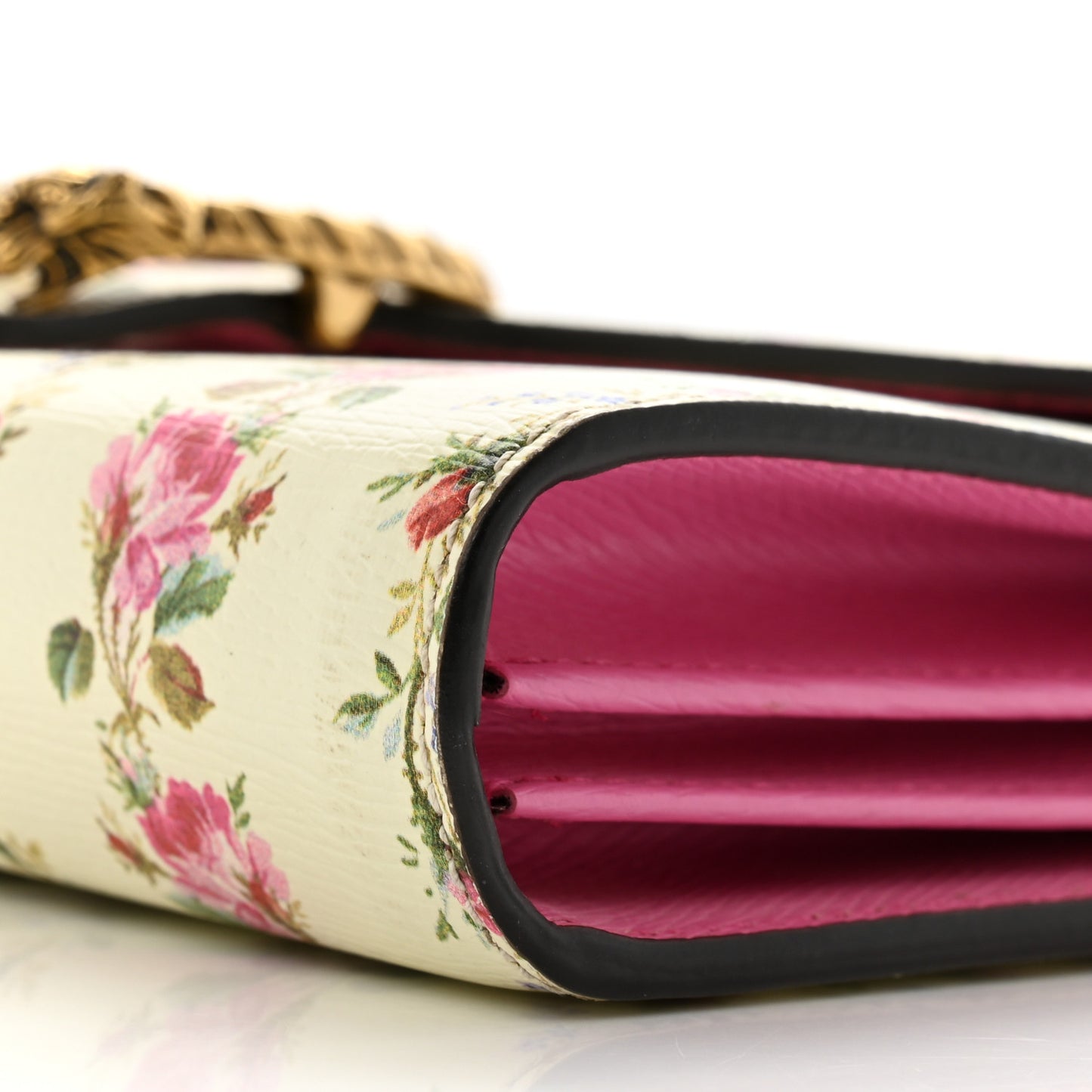 Calfskin Floral Print Mini Dionysus Chain Wallet Ivory Pink