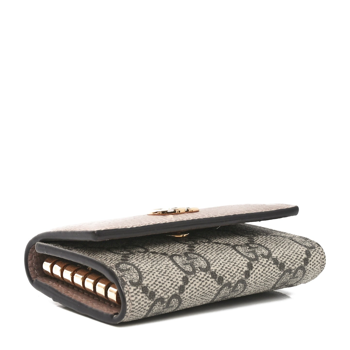 Dollar Calfskin GG Supreme Monogram GG Marmont 6 Key Holder Case Porcelain Rose Beige Ebony