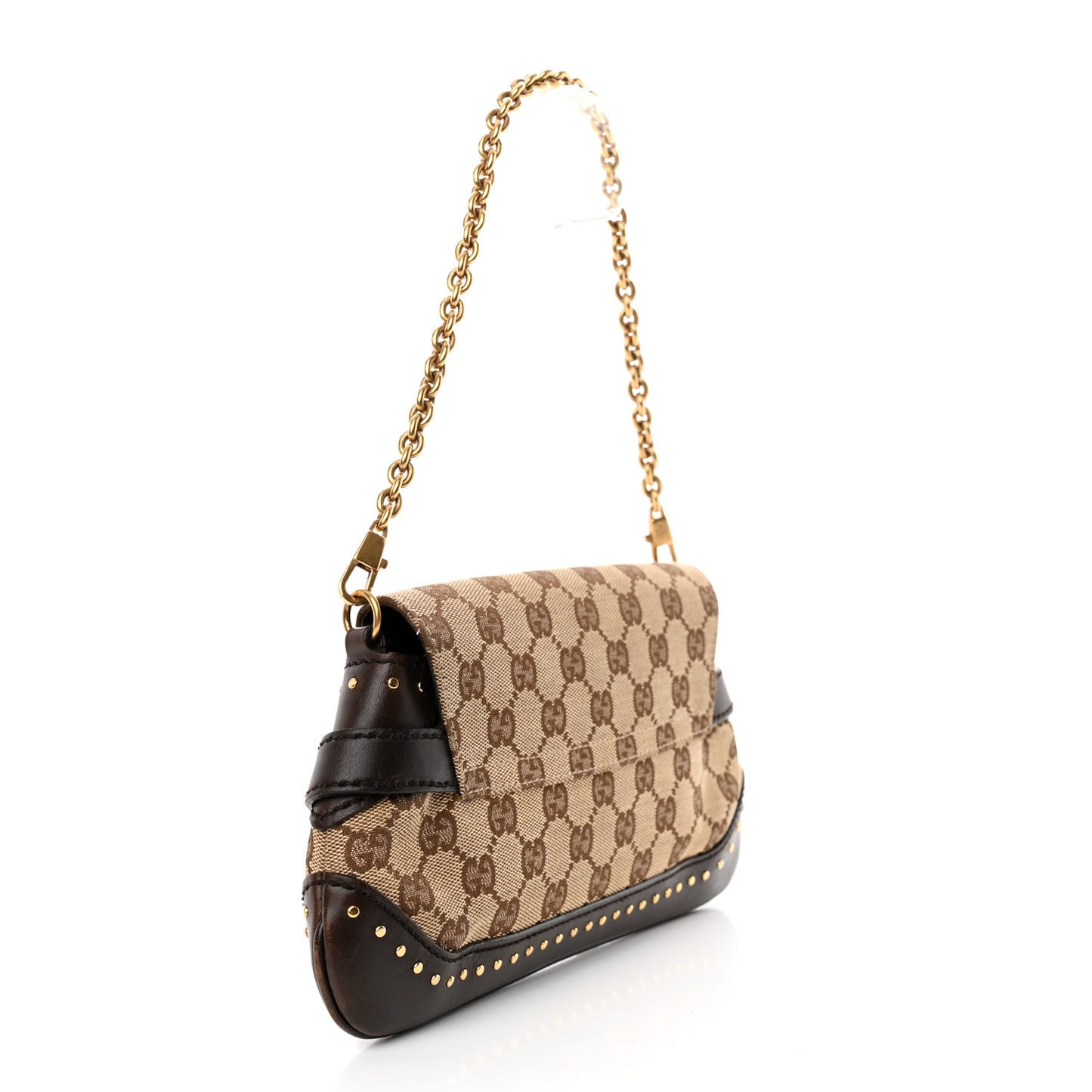 Monogram Studded Small Horsebit Clutch Dark Brown