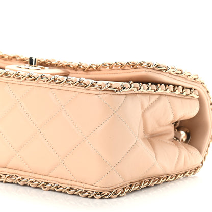 Chanel Crumpled Calfskin Medium Chain All Over Flap Beige 9 of 9