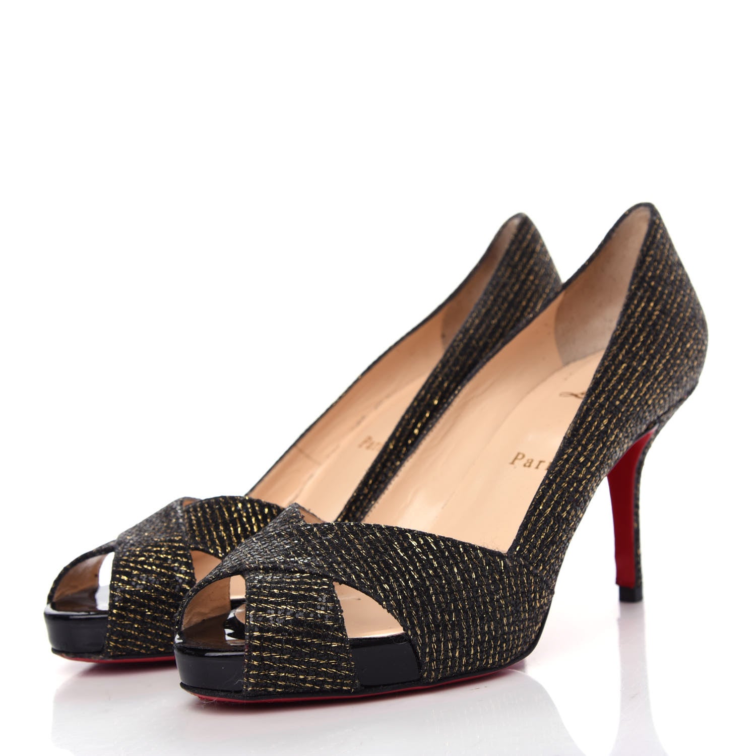 Christian Louboutin Glitter Shelley 90 Pumps 36.5 Black Gold 3 of 9