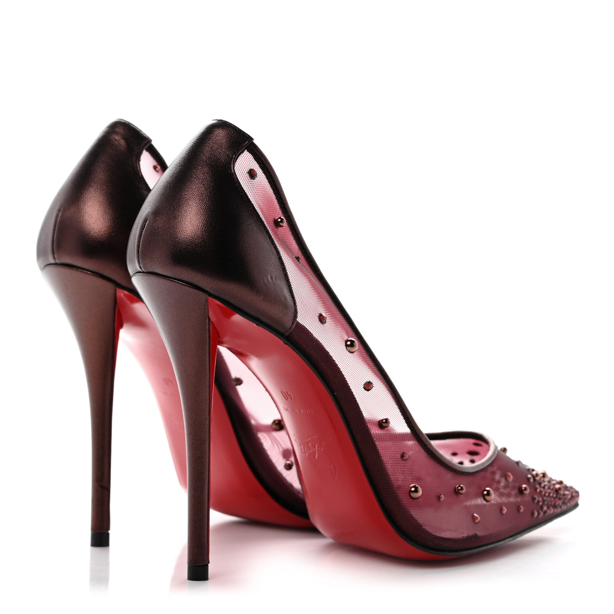 Christian Louboutin Rete Nappa Laminata Miss Z Degrastrass Perla 100 Pumps 40 Palacy 4 of 8