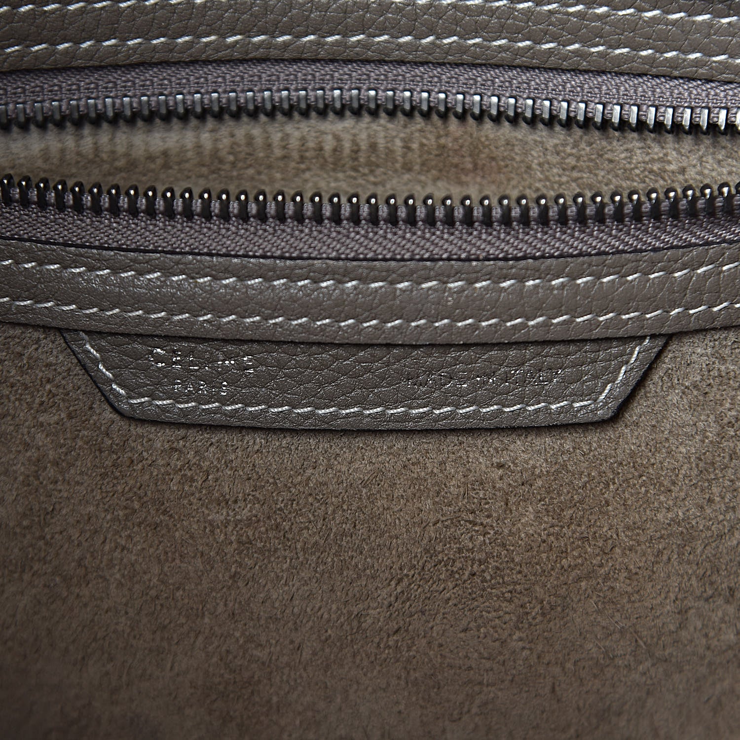 Celine Drummed Calfskin Micro Luggage Souris 7 of 22