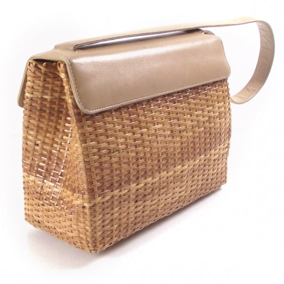 Chanel Vintage Straw Bag w/Tortoise CC Lock 3 of 14