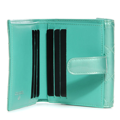 Chanel Patent Quilted Compact Wallet Green 5 of 7