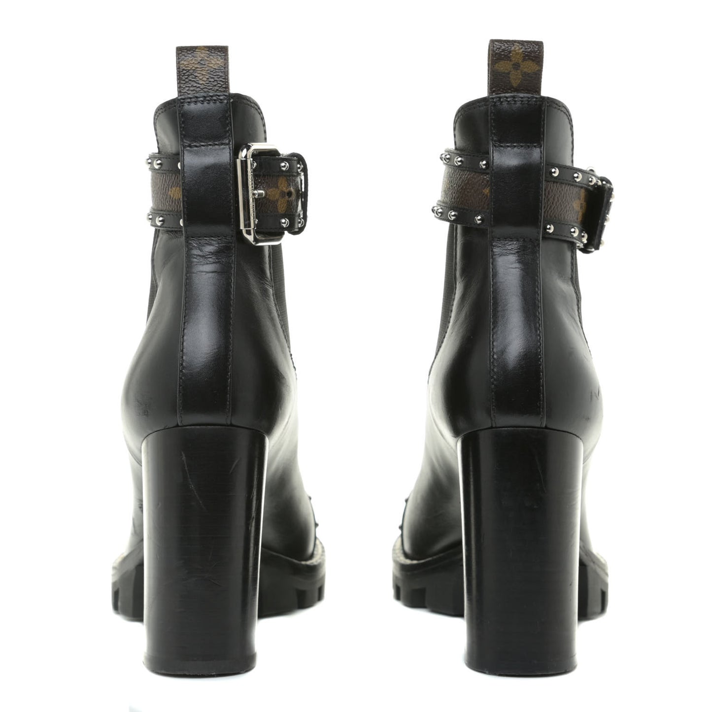 Calfskin Monogram Star Trail Chelsea Ankle Boots 38.5 Black