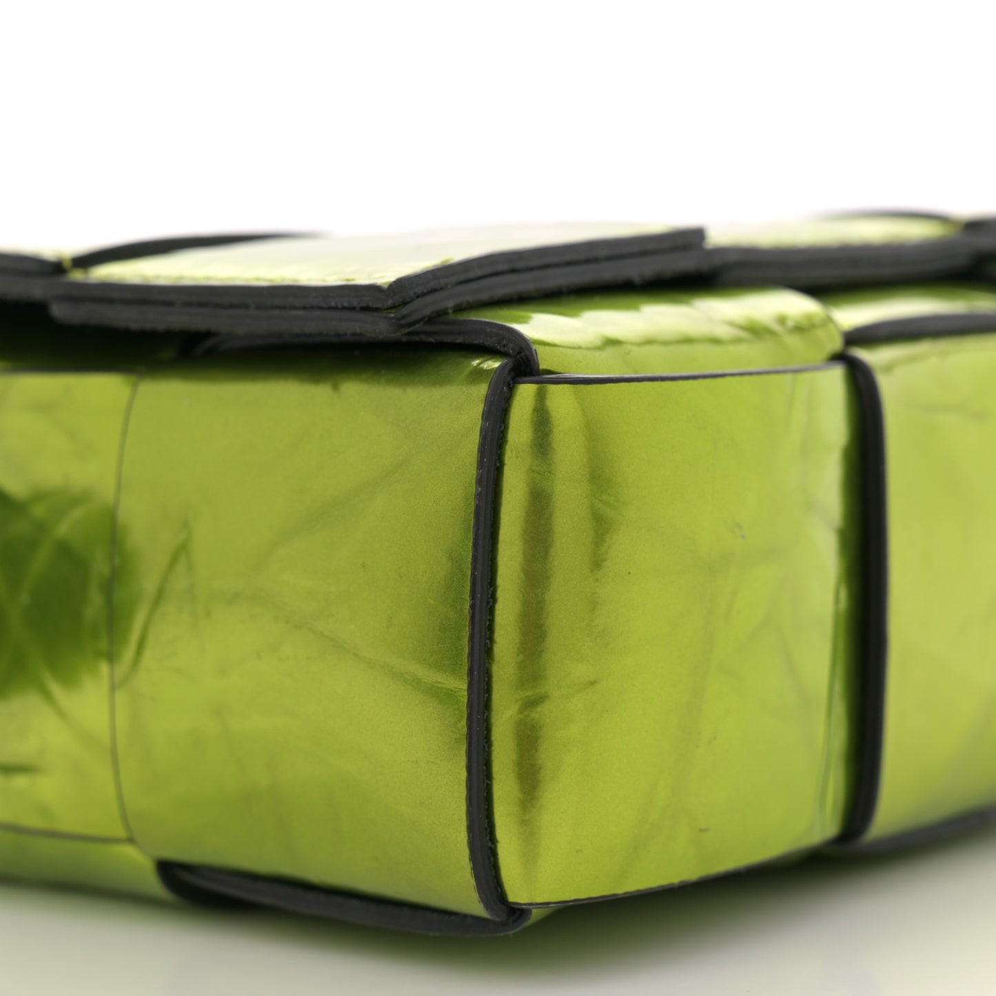 Metallic Crushed Calfskin Maxi Intrecciato Cassette Crossbody Bag Chlorophyll